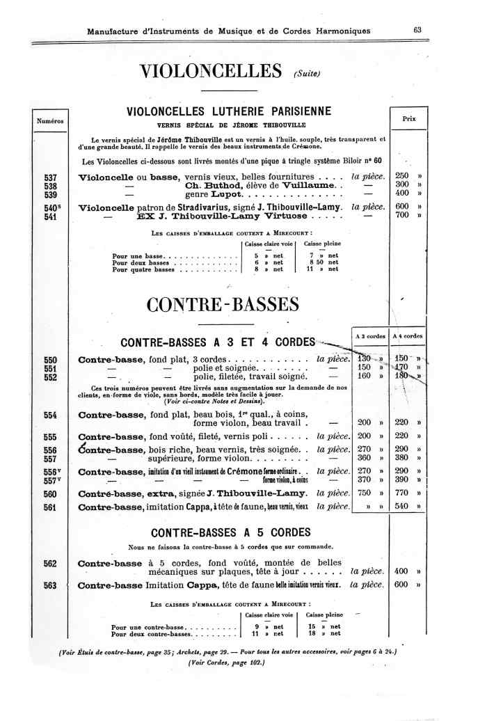 Catalogue 1901 de la maison de lutherie Jrme Thibouville-Lamy  Mirecourt.