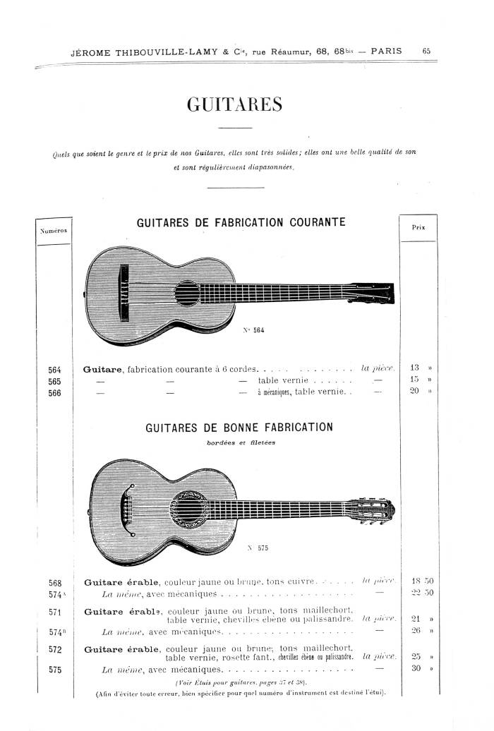 Catalogue 1901 de la maison de lutherie Jrme Thibouville-Lamy  Mirecourt.