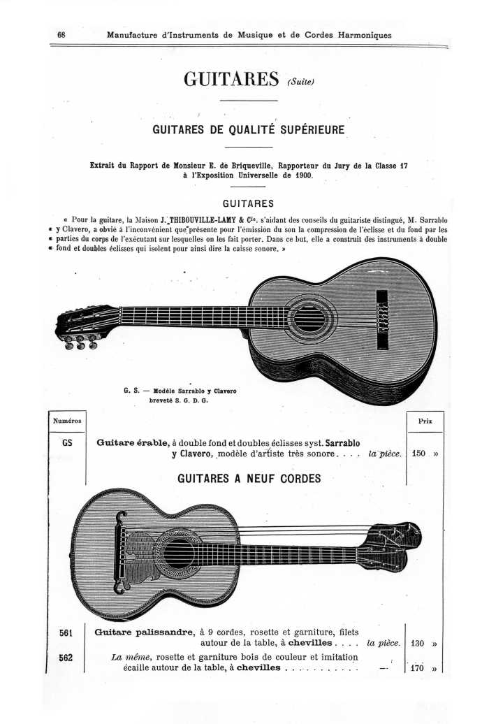 Catalogue 1901 de la maison de lutherie Jrme Thibouville-Lamy  Mirecourt.