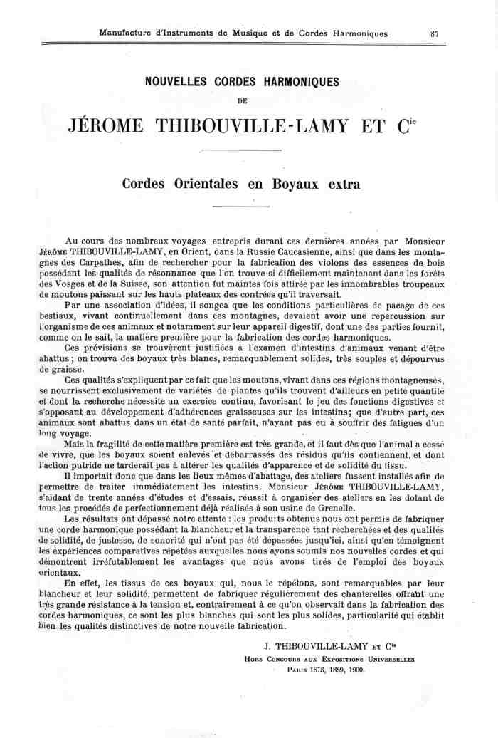 Catalogue 1901 de la maison de lutherie Jrme Thibouville-Lamy  Mirecourt.