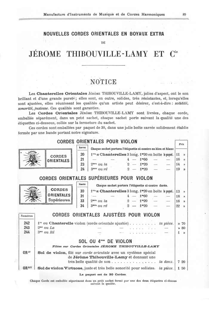 Catalogue 1901 de la maison de lutherie Jrme Thibouville-Lamy  Mirecourt.