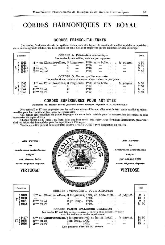 Catalogue 1901 de la maison de lutherie Jrme Thibouville-Lamy  Mirecourt.