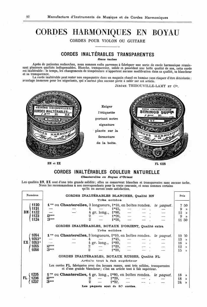 Catalogue 1901 de la maison de lutherie Jrme Thibouville-Lamy  Mirecourt.