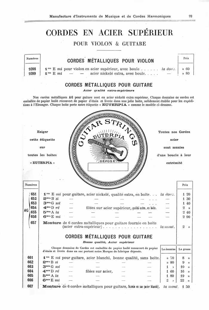 Catalogue 1901 de la maison de lutherie Jrme Thibouville-Lamy  Mirecourt.