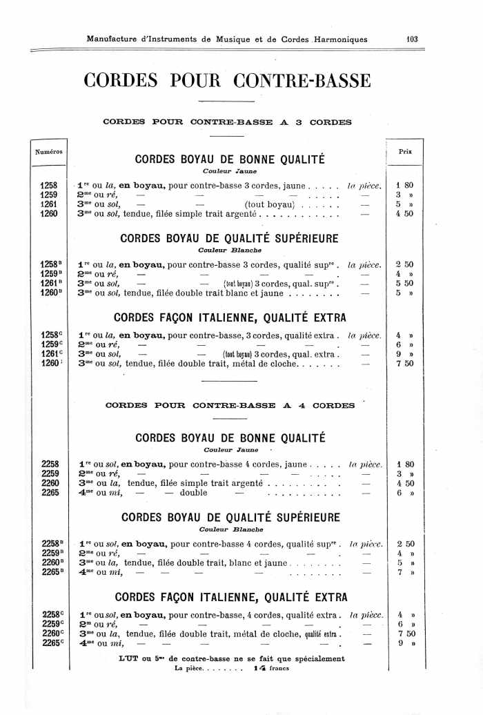 Catalogue 1901 de la maison de lutherie Jrme Thibouville-Lamy  Mirecourt.