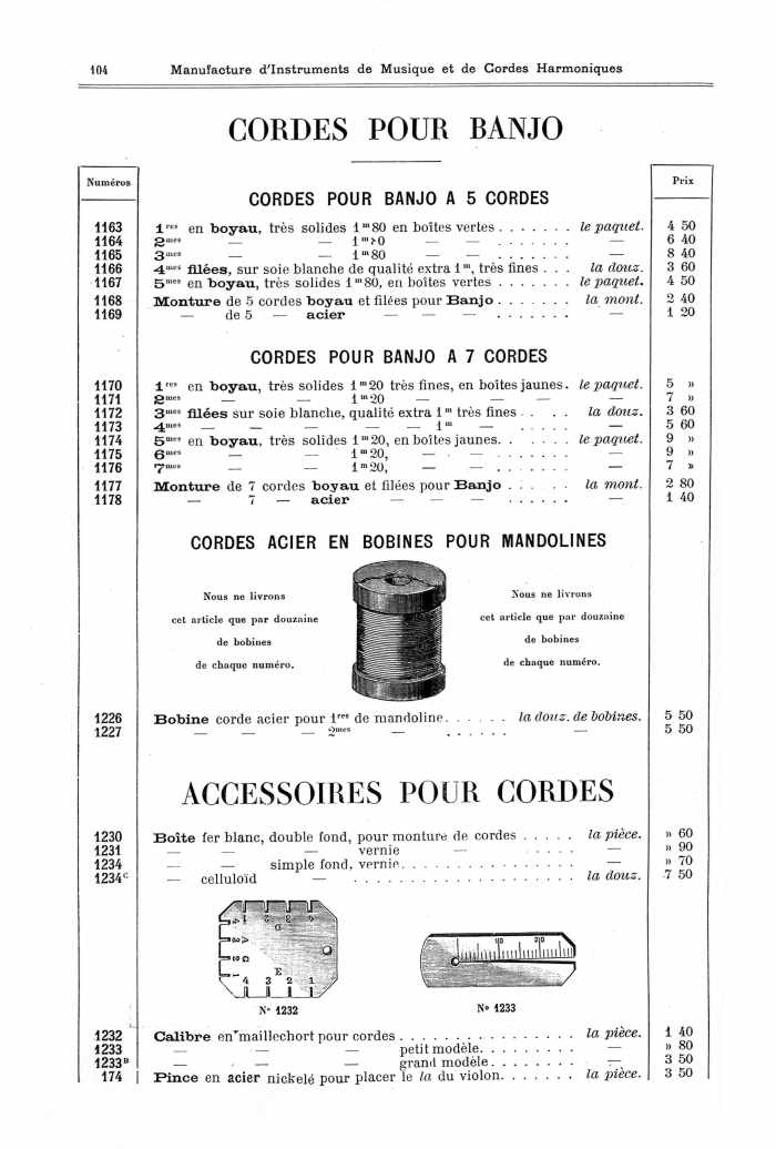 Catalogue 1901 de la maison de lutherie Jrme Thibouville-Lamy  Mirecourt.