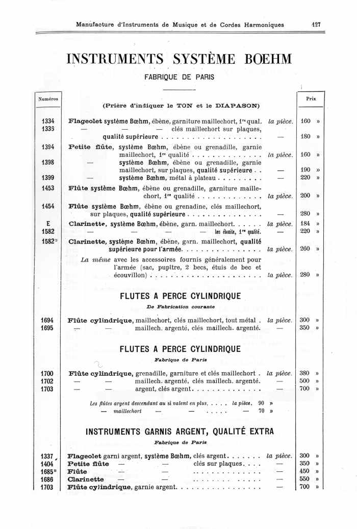 Catalogue 1901 de la maison de lutherie Jrme Thibouville-Lamy  Mirecourt.