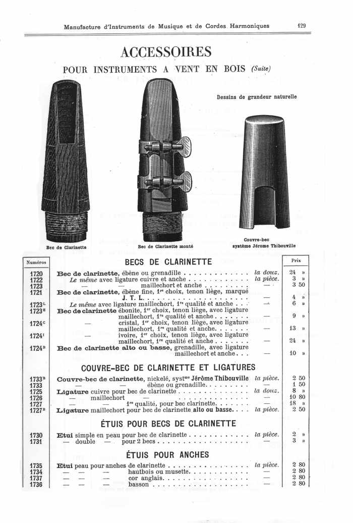 Catalogue 1901 de la maison de lutherie Jrme Thibouville-Lamy  Mirecourt.