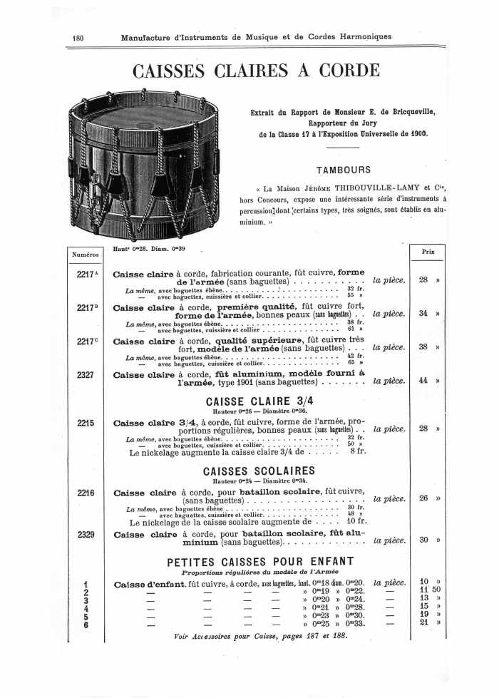 Catalogue 1901 de la maison de lutherie Jrme Thibouville-Lamy  Mirecourt.