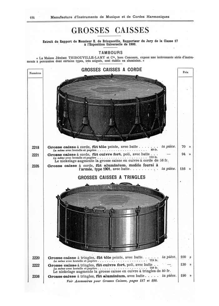 Catalogue 1901 de la maison de lutherie Jrme Thibouville-Lamy  Mirecourt.