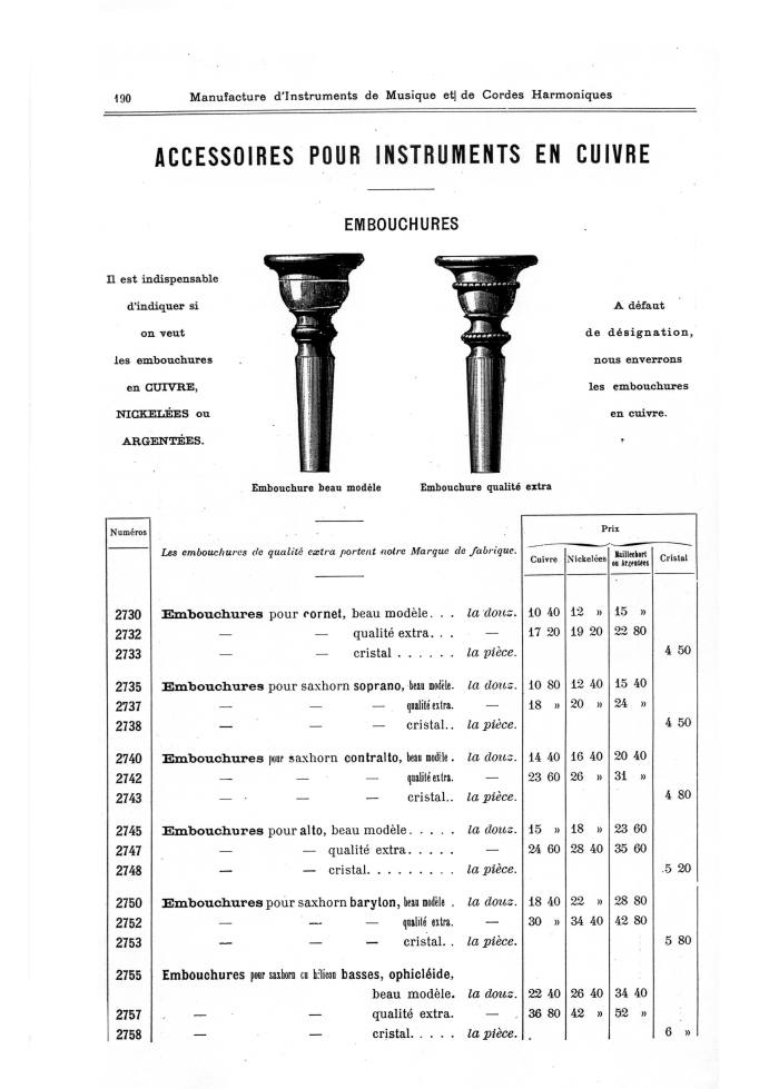 Catalogue 1901 de la maison de lutherie Jrme Thibouville-Lamy  Mirecourt.