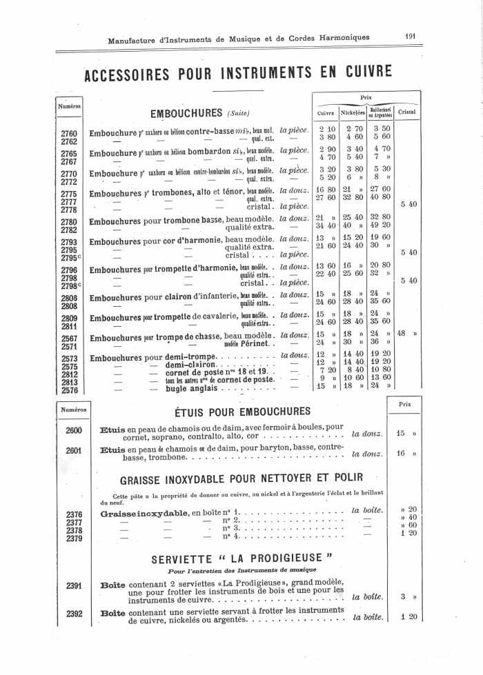 Catalogue 1901 de la maison de lutherie Jrme Thibouville-Lamy  Mirecourt.