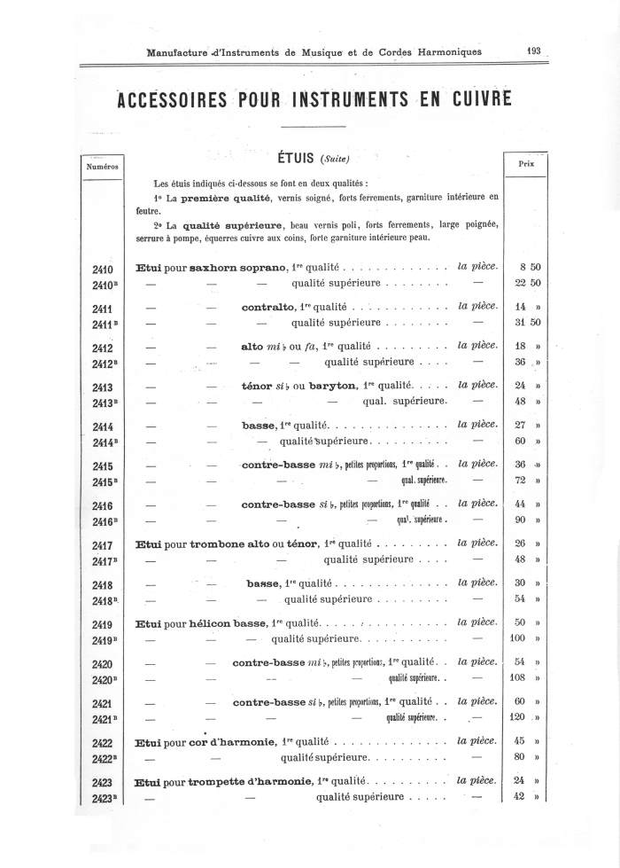 Catalogue 1901 de la maison de lutherie Jrme Thibouville-Lamy  Mirecourt.