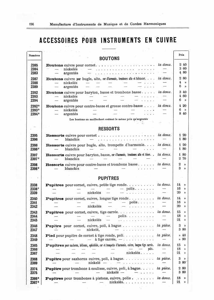 Catalogue 1901 de la maison de lutherie Jrme Thibouville-Lamy  Mirecourt.