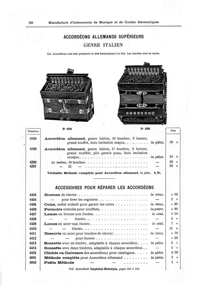 Catalogue 1901 de la maison de lutherie Jrme Thibouville-Lamy  Mirecourt.