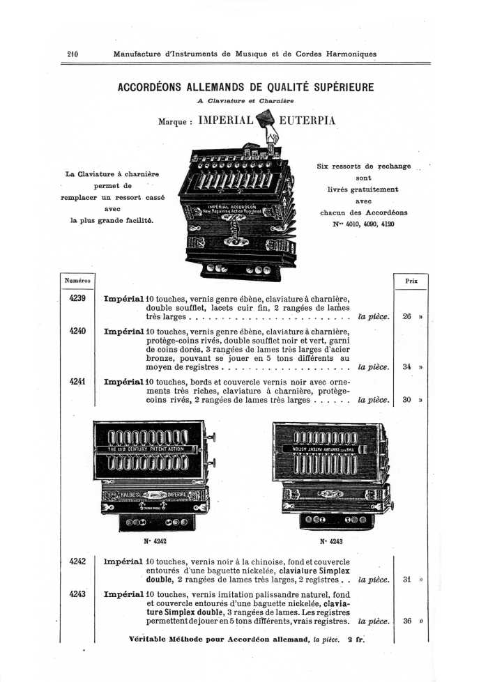 Catalogue 1901 de la maison de lutherie Jrme Thibouville-Lamy  Mirecourt.