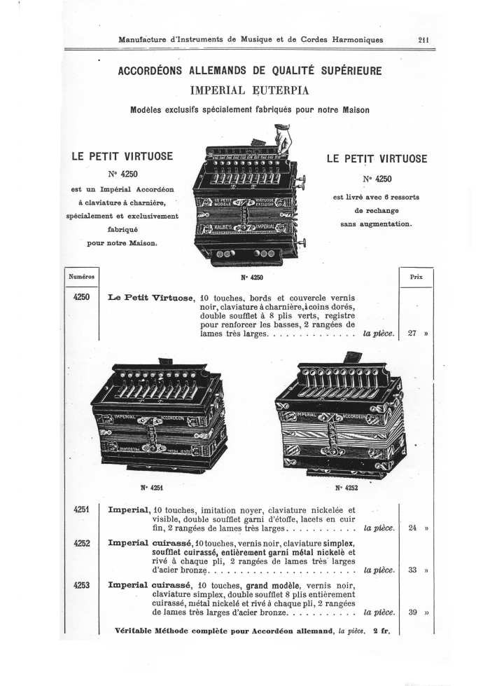 Catalogue 1901 de la maison de lutherie Jrme Thibouville-Lamy  Mirecourt.