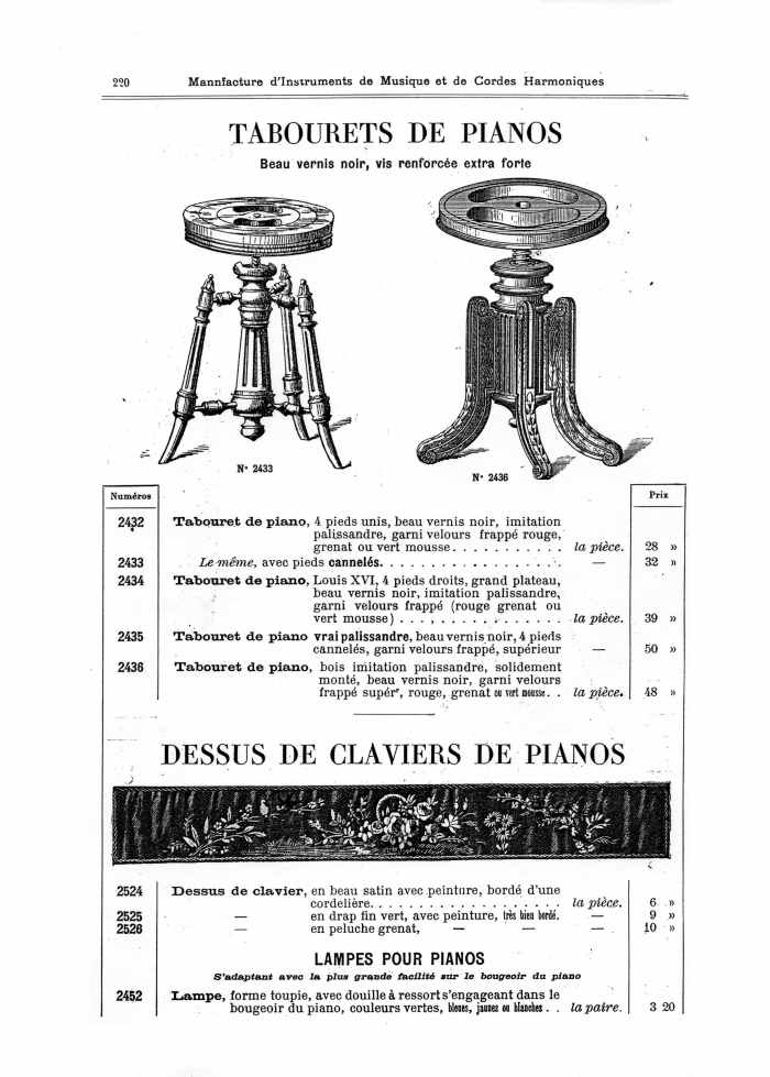 Catalogue 1901 de la maison de lutherie Jrme Thibouville-Lamy  Mirecourt.