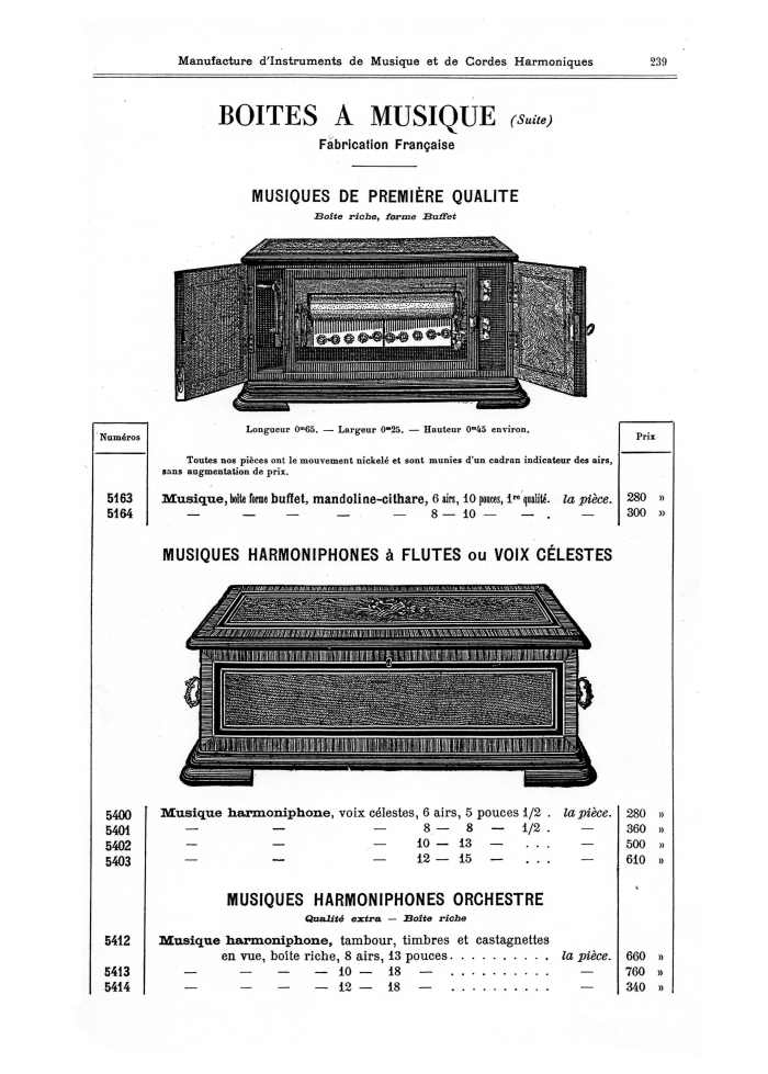 Catalogue 1901 de la maison de lutherie Jrme Thibouville-Lamy  Mirecourt.