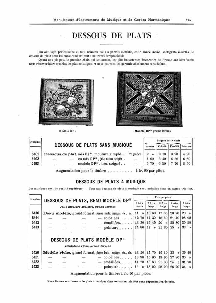 Catalogue 1901 de la maison de lutherie Jrme Thibouville-Lamy  Mirecourt.