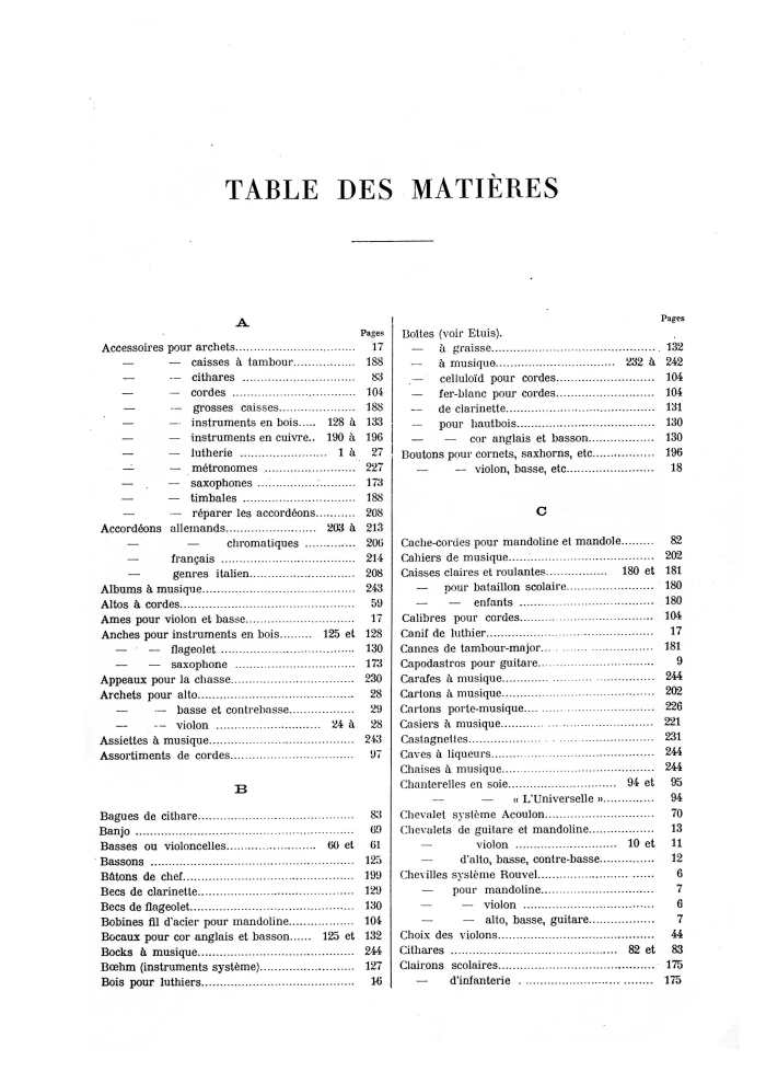 Catalogue 1901 de la maison de lutherie Jrme Thibouville-Lamy  Mirecourt.