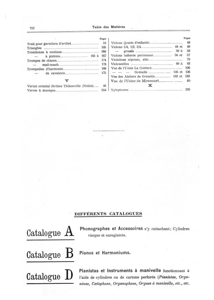 Catalogue 1901 de la maison de lutherie Jrme Thibouville-Lamy  Mirecourt.