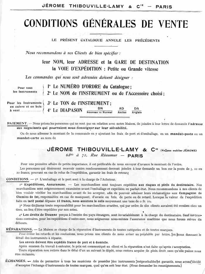 Catalogue 1912 de la maison de lutherie Jrme Thibouville-Lamy  Mirecourt.