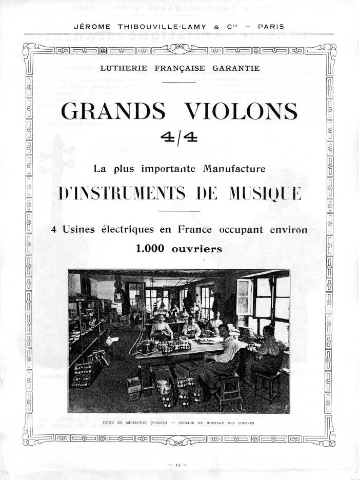 Catalogue 1912 de la maison de lutherie Jrme Thibouville-Lamy  Mirecourt.