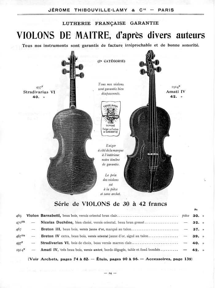 Catalogue 1912 de la maison de lutherie Jrme Thibouville-Lamy  Mirecourt.