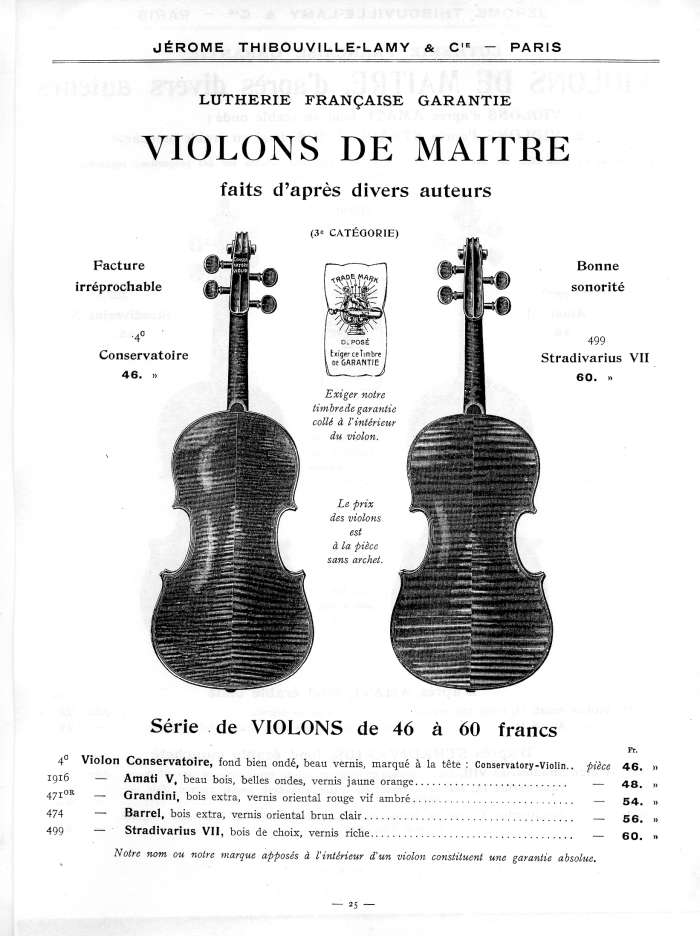 Catalogue 1912 de la maison de lutherie Jrme Thibouville-Lamy  Mirecourt.