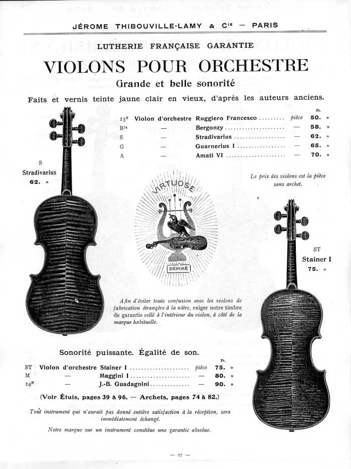 Catalogue 1912 de la maison de lutherie Jrme Thibouville-Lamy  Mirecourt.