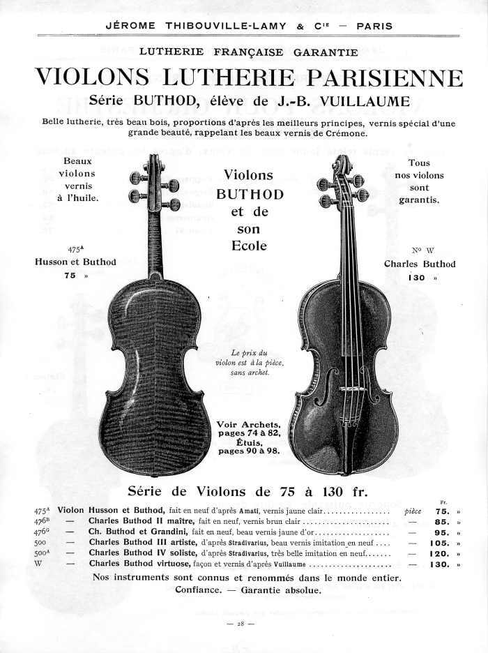 Catalogue 1912 de la maison de lutherie Jrme Thibouville-Lamy  Mirecourt.