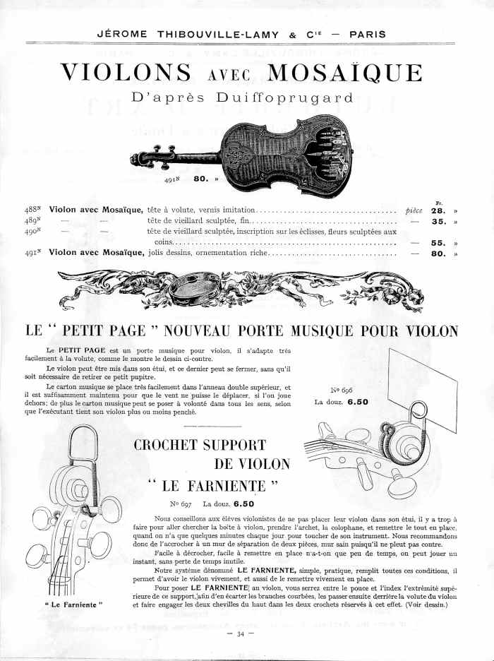 Catalogue 1912 de la maison de lutherie Jrme Thibouville-Lamy  Mirecourt.