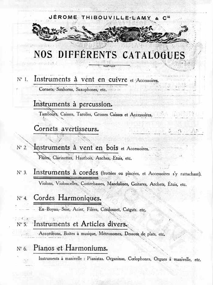 Catalogue 1912 de la maison de lutherie Jrme Thibouville-Lamy  Mirecourt.