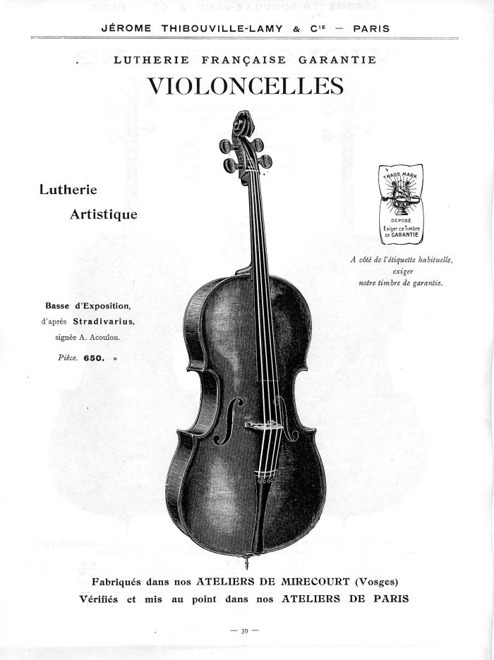 Catalogue 1912 de la maison de lutherie Jrme Thibouville-Lamy  Mirecourt.