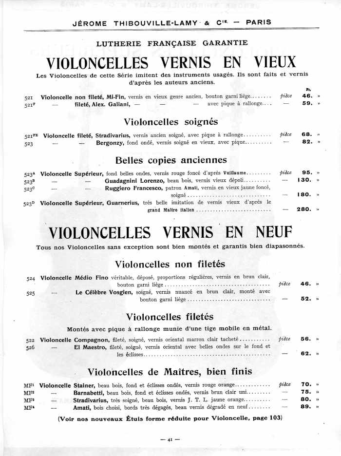 Catalogue 1912 de la maison de lutherie Jrme Thibouville-Lamy  Mirecourt.