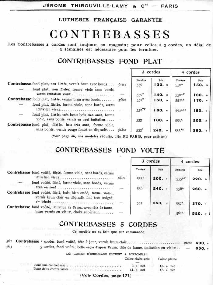 Catalogue 1912 de la maison de lutherie Jrme Thibouville-Lamy  Mirecourt.