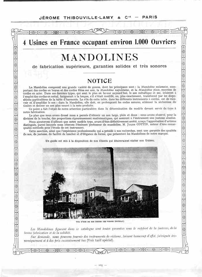 Catalogue 1912 de la maison de lutherie Jrme Thibouville-Lamy  Mirecourt.