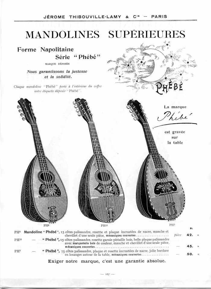 Catalogue 1912 de la maison de lutherie Jrme Thibouville-Lamy  Mirecourt.