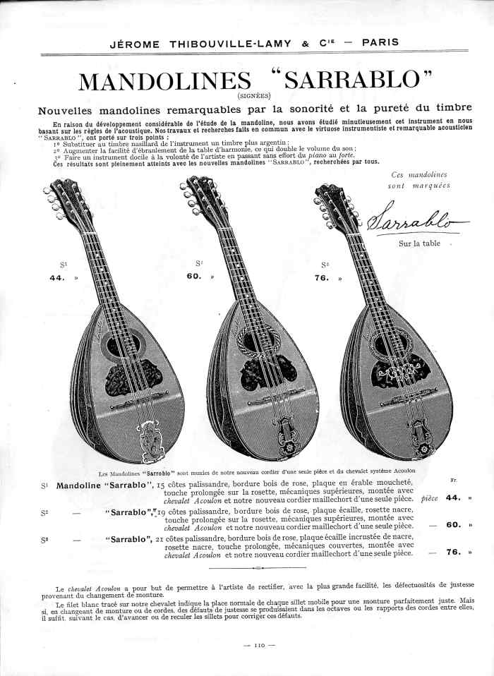 Catalogue 1912 de la maison de lutherie Jrme Thibouville-Lamy  Mirecourt.