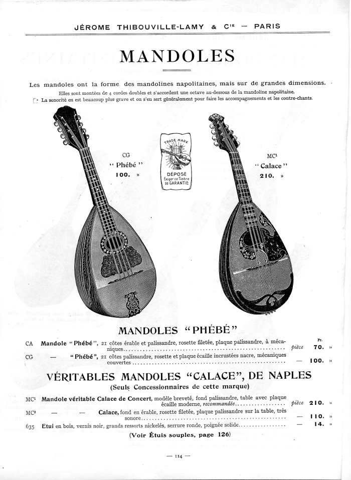 Catalogue 1912 de la maison de lutherie Jrme Thibouville-Lamy  Mirecourt.