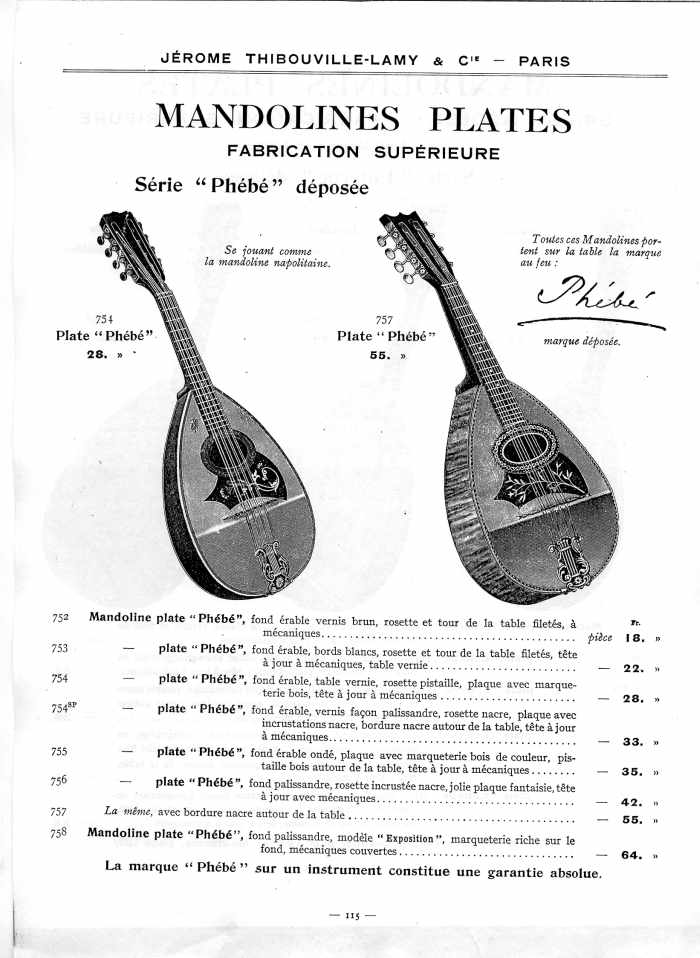 Catalogue 1912 de la maison de lutherie Jrme Thibouville-Lamy  Mirecourt.