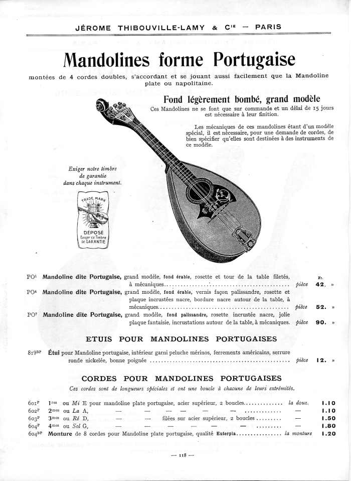 Catalogue 1912 de la maison de lutherie Jrme Thibouville-Lamy  Mirecourt.