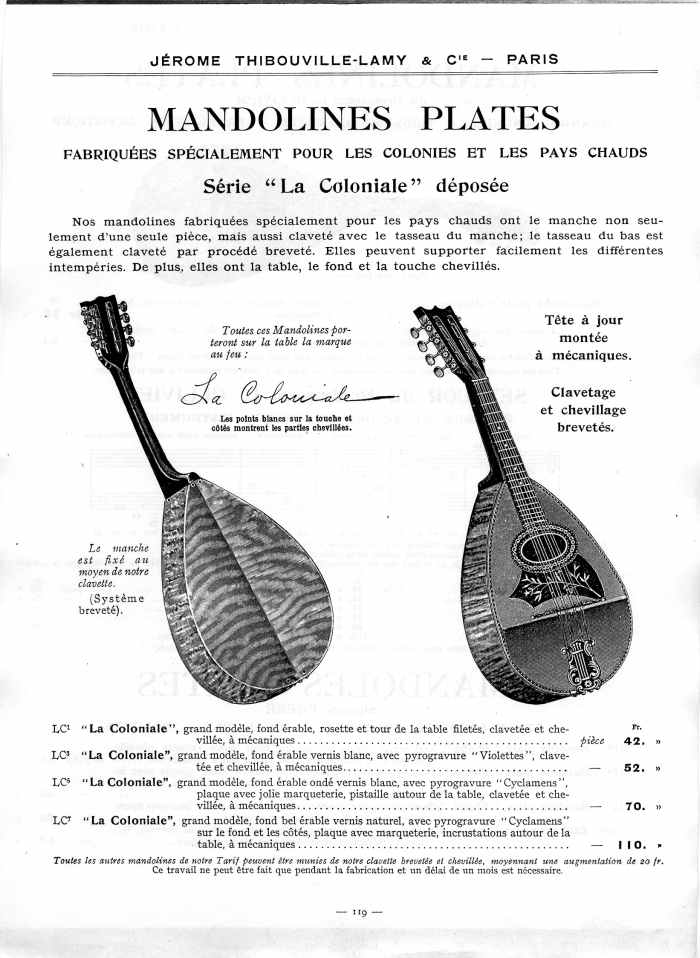 Catalogue 1912 de la maison de lutherie Jrme Thibouville-Lamy  Mirecourt.