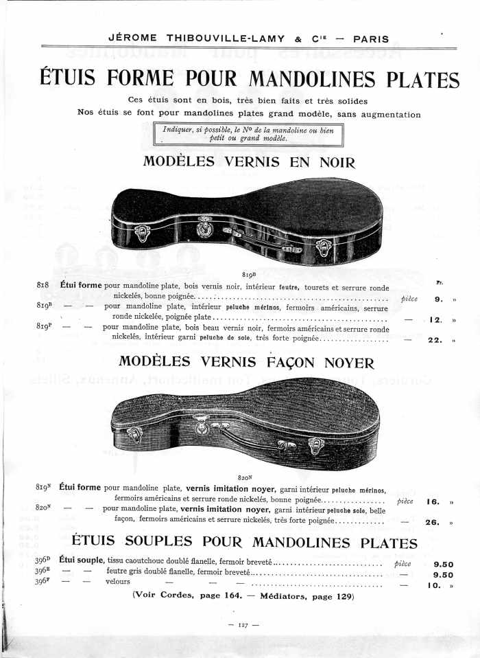 Catalogue 1912 de la maison de lutherie Jrme Thibouville-Lamy  Mirecourt.