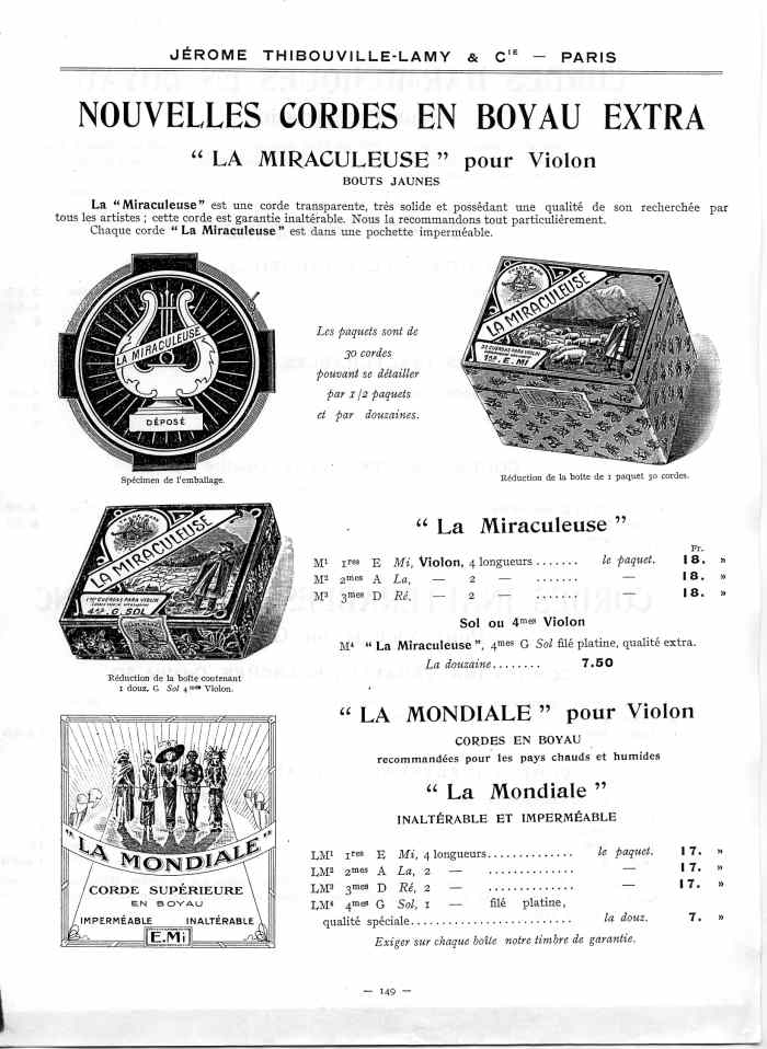 Catalogue 1912 de la maison de lutherie Jérôme Thibouville-Lamy à Mirecourt.