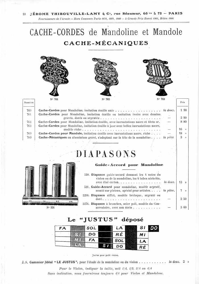 Catalogue 1907 de la maison de lutherie Jrme Thibouville-Lamy  Mirecourt, concernat les mandolines.