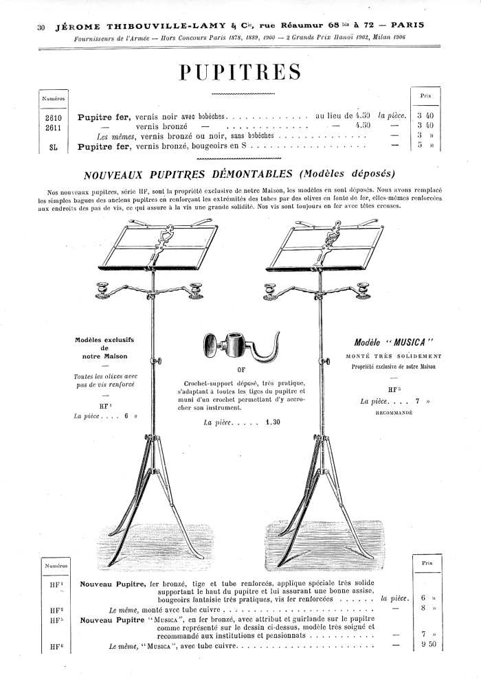 Catalogue 1907 de la maison de lutherie Jrme Thibouville-Lamy  Mirecourt, concernat les mandolines.