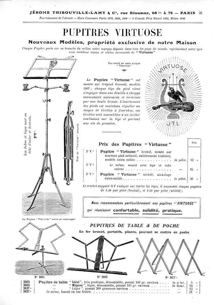 Catalogue 1907 de la maison de lutherie Jrme Thibouville-Lamy  Mirecourt, concernat les mandolines.