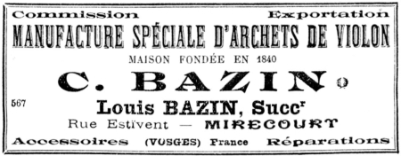 Publicité de la maison Bazin en 1913.